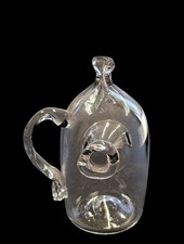 Antike mundgeblasene Glaskanne um 1900 mit Henkel & Seitenöffnung