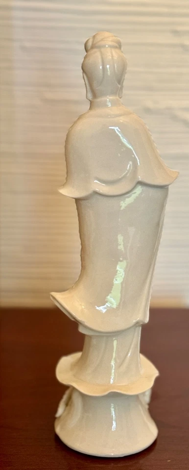 Винтажный Blanc De Chine китайский фарфор Гуаньинь стоя фигурка статуэтка белый - Изображение 3 из 4