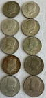 Lot Of 10 Kennedy half dollars 50 Cent (5) 1967 (2) 1968 (2) 1969 (1) 1974