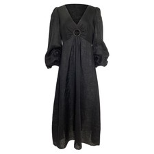 Zimmermann Wayfarer Cutout Midi Dress In Linen Women Black M