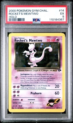 2000 Pokemon Gym Challenge #14 Rocket's Mewtwo Holo PSA 5 EX