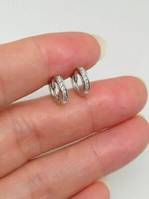 14K White Gold Plated 1Ct Lab Created Diamond Women's Tiny Huggie Hoop Earrings