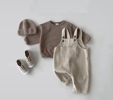 Unisex hellcreme Cord Relaxed Fit Latzhose Overall 12-18 Monate 80 cm Neu mit Etikett