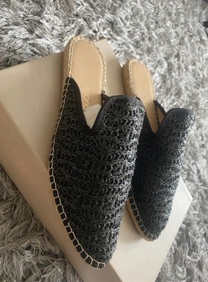 Eva langoria Damen Geflochtene Espadrille- Mules Pantolette schwarz Gr. 38