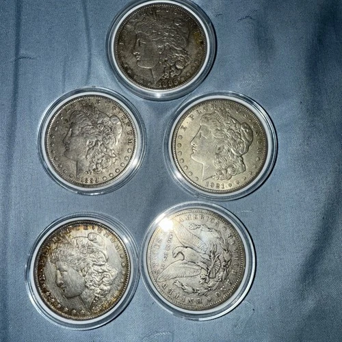 🔥 5 COIN AU MORGAN SILVER DOLLAR LOT 🔥