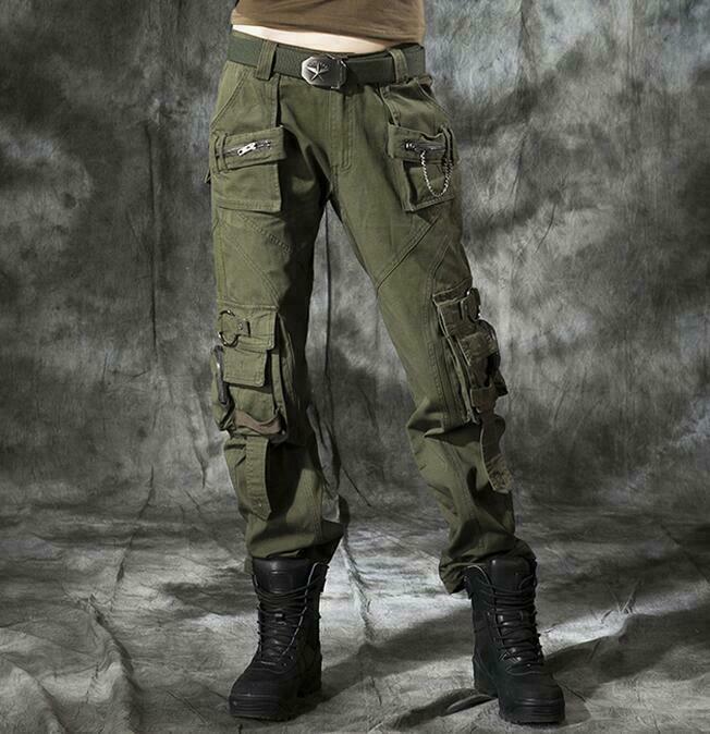 Mens Women Casual Cargo Pocket Army Military Trousers Unisex