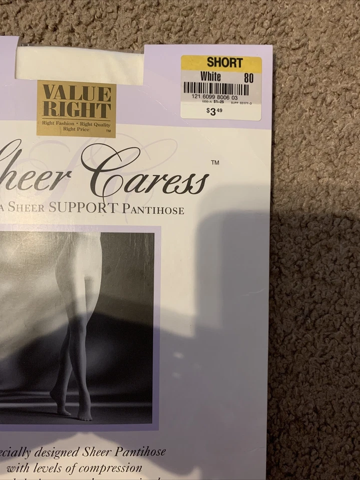 Pantimedias Sheer Caress para mujer soporte ligero control de piernas top talla SHORT blancas 80 Foto 2 de 4