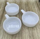 3 Vintage White Milk Glass 14 Oz Individual Casserole Dish Ovenware J-2639