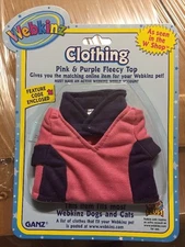 Webkinz Clothing Pink & Purple Fleecy Top With Online Code From Ganz Plush