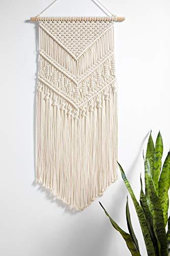 Macramé Colgante de Pared Arte Tejido Boho Decoración del Hogar, Geométrico Hermosa Pared Marfil - Imagen 7 de 7
