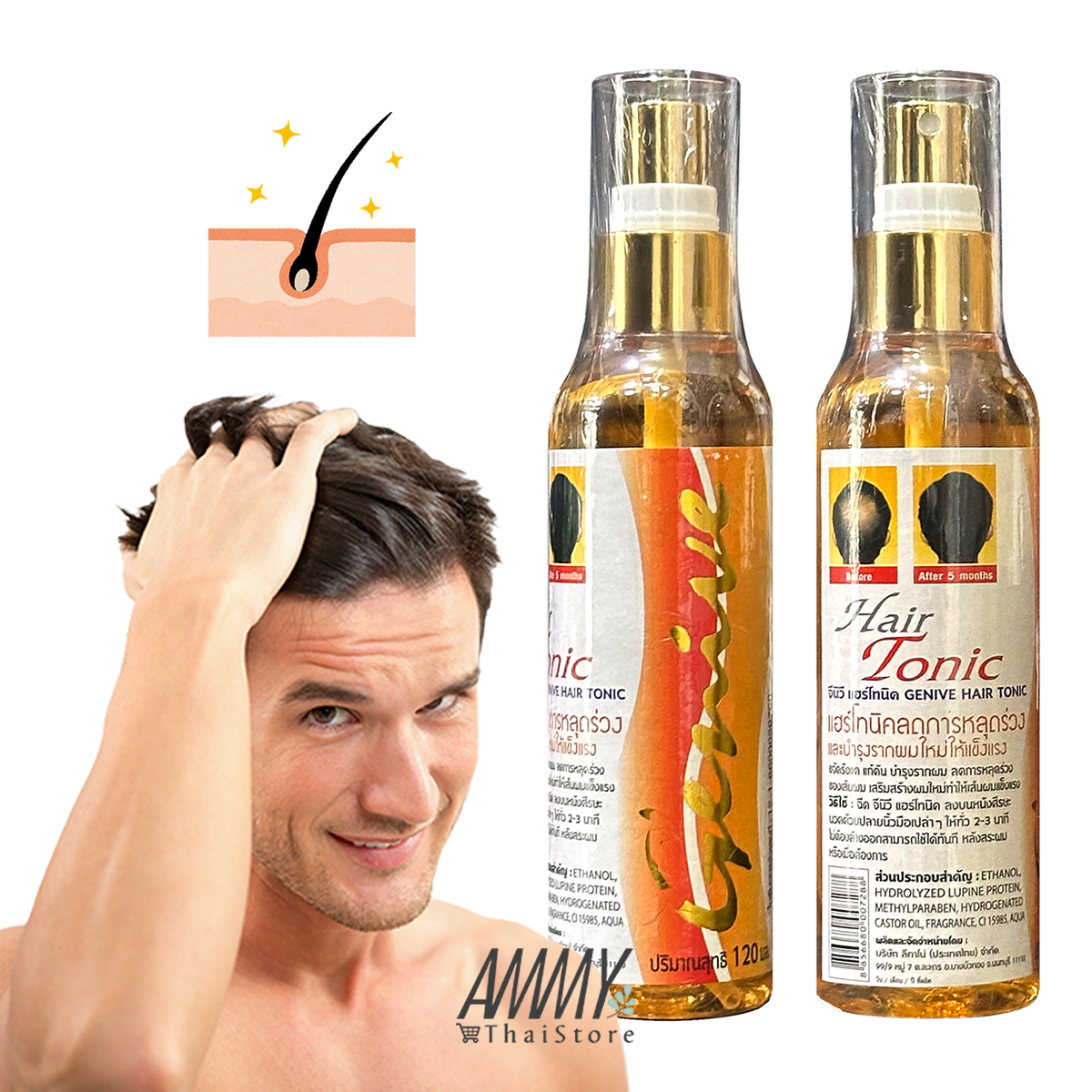 GENIVE Tonic Hair Spray Regrowth Serum Long Hair Thick Fast Beard