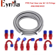 AN6/8/10 Braided PTFE E85 Oil/Fuel Hose Line Brake Line Hose End Fittings Kits