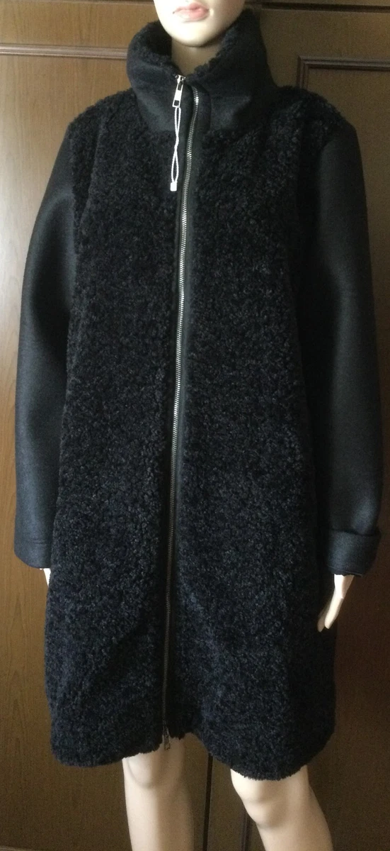 Hooded faux fur panel coat 2025