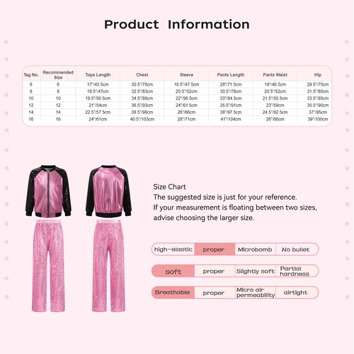 Kids Girls Dancewear Metallic Tracksuits Set Outfit Sparkling Jacket Dance 2pcs - Picture 65 of 133