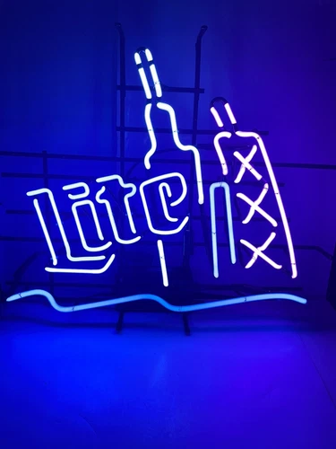 Miller Lite Beer Chicago Windy City Vintage 1990’s Neon Lit Bar Sign Rare Color