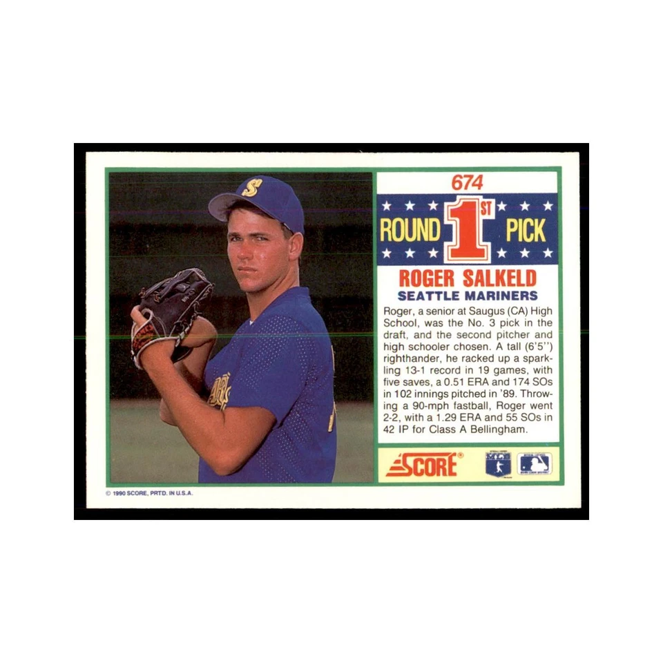 1990 Score Roger Salkeld Baseball Cards #674 - Image 2 of 3