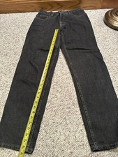 Vintage Eddie Bauer Jeans Sz 10 Gray Black Denim Straight Leg Flat Front