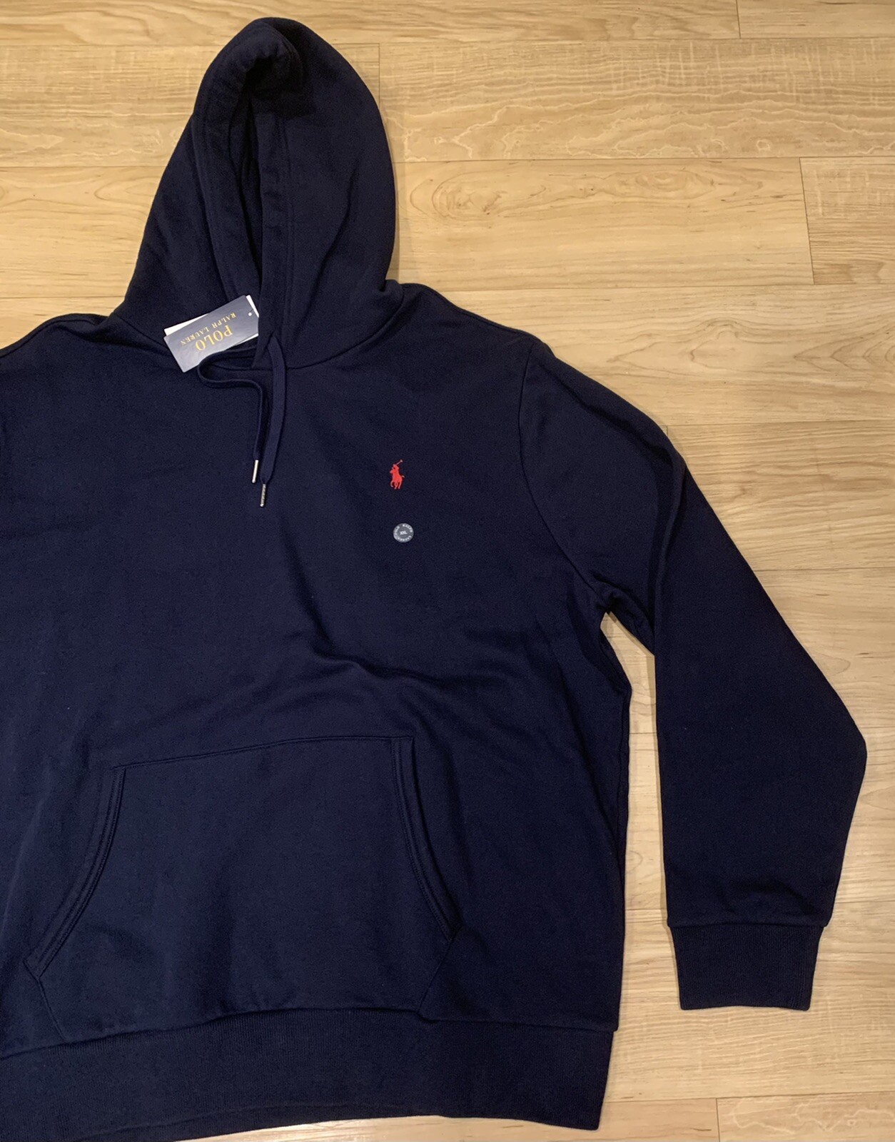 Felpa con cappuccio Polo Ralph Lauren uomo firma pony grafica pile blu navy XXL