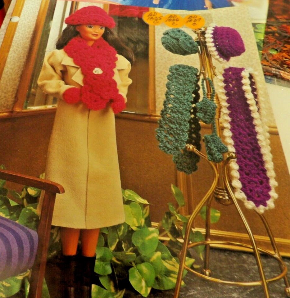 4 Annie's Attic FASHION DOLL crochet- Shawls, dresses & scarfs, Vest & purse, (8 - Image 2 of 4