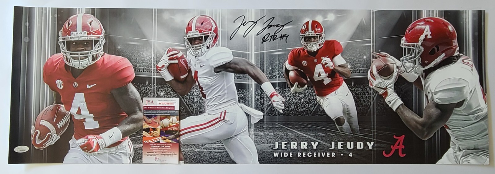 Jerry Jeudy Autographed Signed Alabama Crimson Tide Auto 12x36 Photo Football JSA COA Bronco 