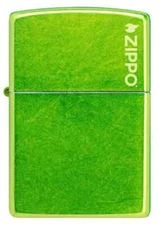 Zippo 24513ZL, Classic Lurid Green Finish Lighter With Logo, Full Size