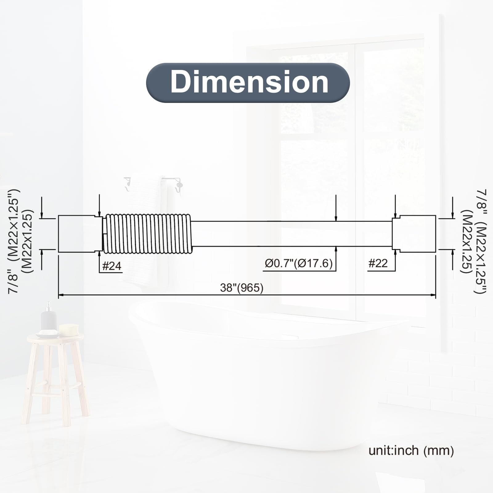 iVIGA 38" Commercial Sink Faucet Sprayer Hose Pre-rinse Sprayer Hose for Comm...