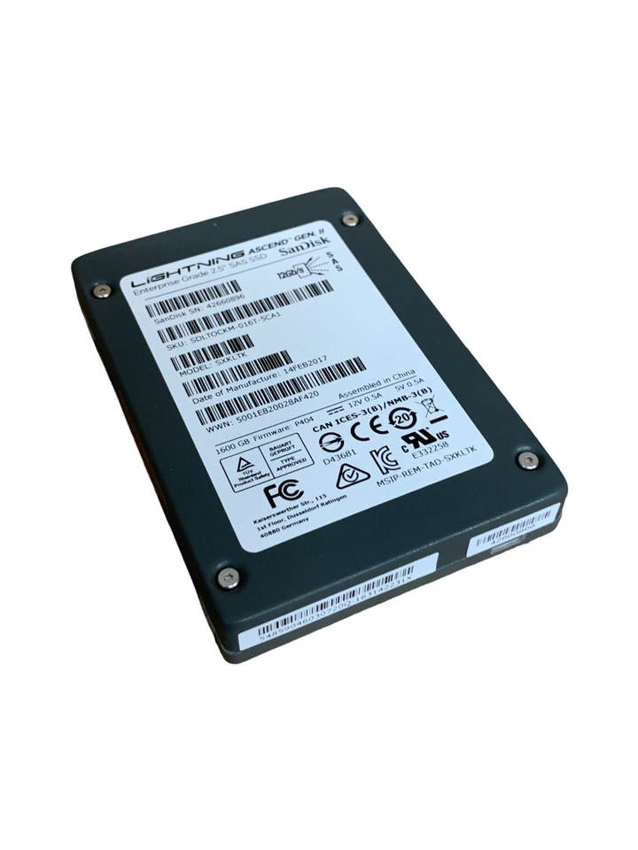 SanDisk Lightning Ascend Gen II 1.6TB SAS SSD 12Gbps 2.5" Enterprise Grade - Image 2 of 4