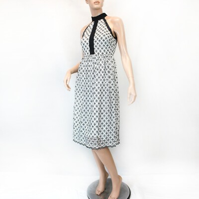 Eri+ali by Anthropologie Black/White Lace Embrodered Midi Dress 4 Retail $158