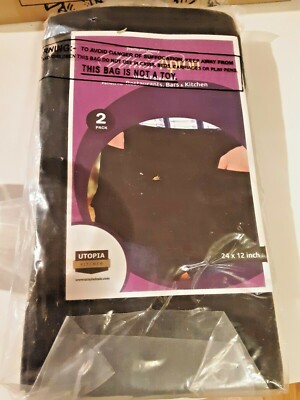 Utopia Wear 2 Pack 3 Pocket Waitress Kitchen Bar Servers 24x12 Black Waist Apron