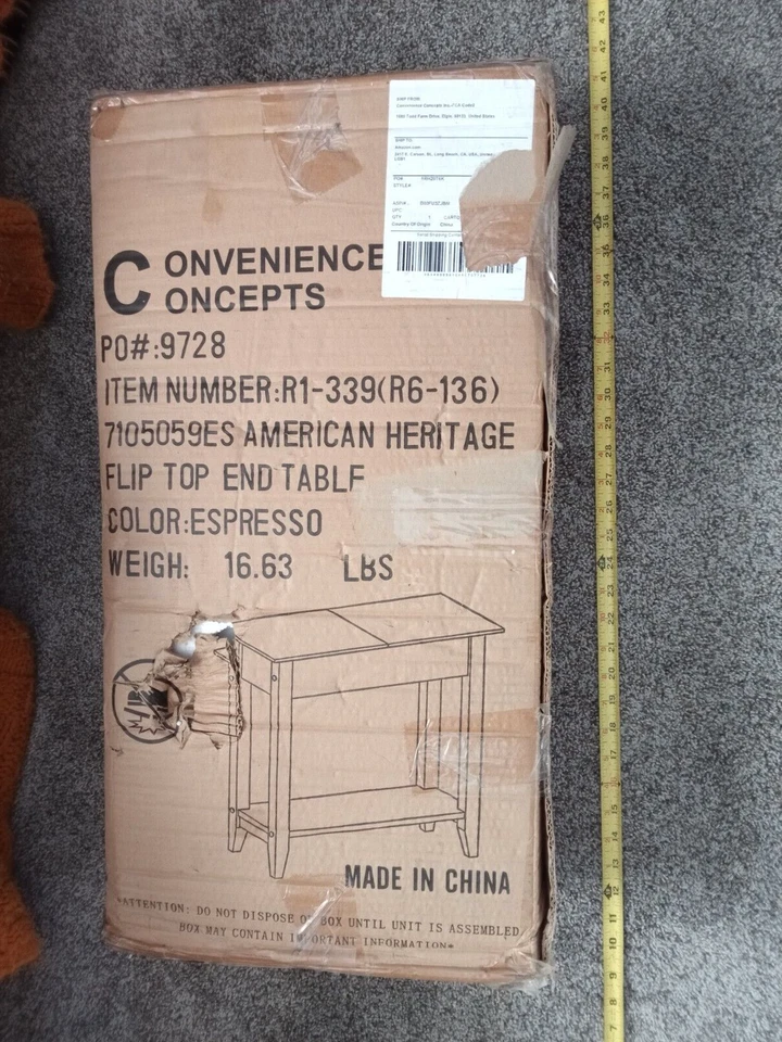 Convenience Concepts American Heritage Flip Top End Table- Mahogany Wood Finish - Image 2 of 4