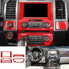 Red ABS Control Console Panel Cover Trim Set 4PCS For Ford F150 F-150 2015-2020