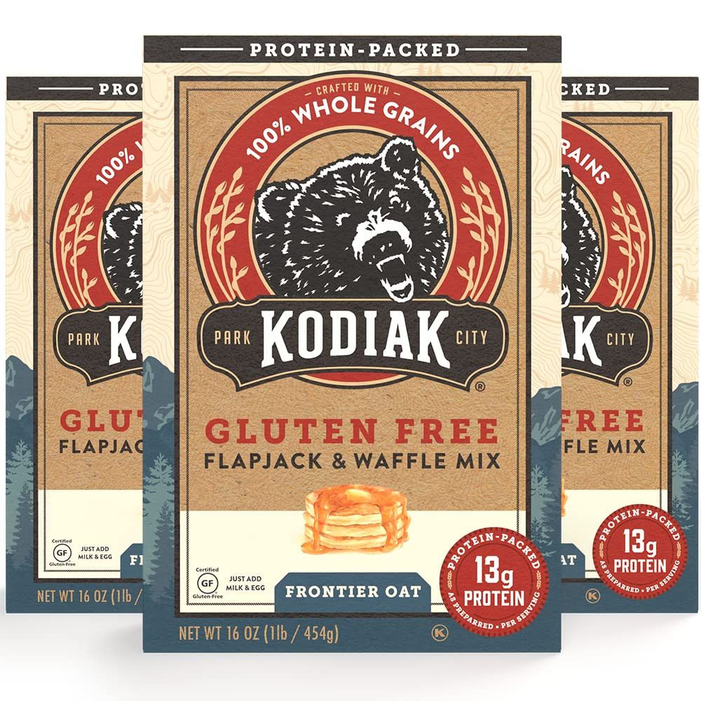 Овсяная смесь для оладий и вафель без глютена Kodiak Cakes Frontier, 16 унций (упаковка из 3 штук)