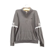 PINK Victoria's Secret Women's 1/4 Zip Sweatshirt XS Long Sleeve Gray Mock Neck