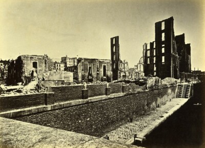 Belagerung von Paris Kommune Ruinen La Villette Docks altes Liebert Foto 1871