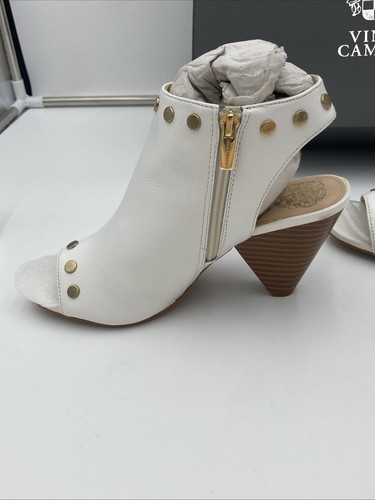 Vince Camuto Edia Peep Toe Booties White Leather Size 7 NIB - Picture 15 of 22