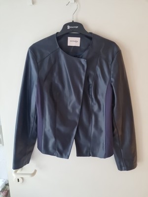 Orsay International Damen Kunstleder Jacke Kragenlose und Verschluss in Navy