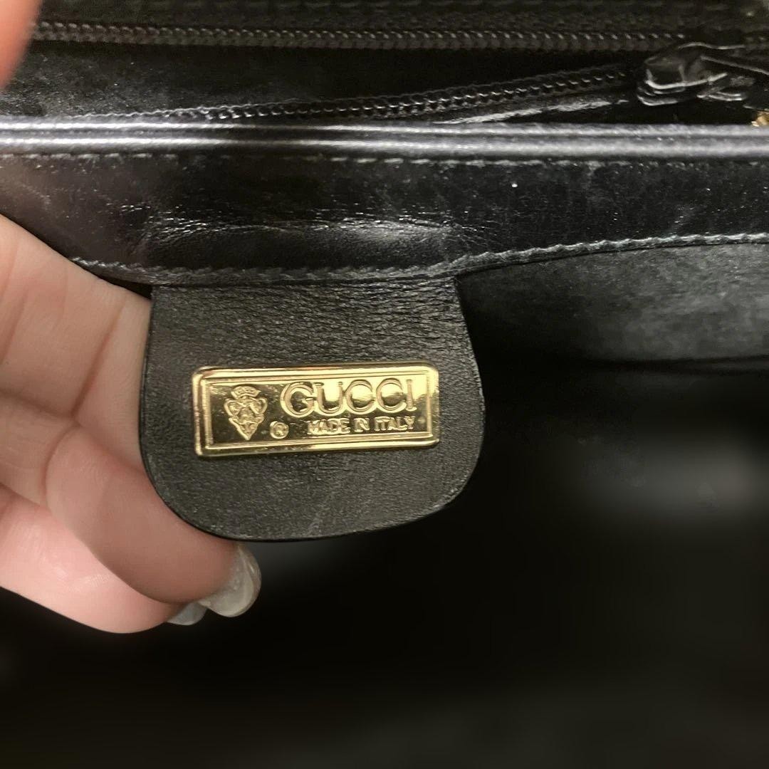 GUCCI Turn Lock Handbag Leather Black Luxury Retro Style Vintage Logo From Japan thumbnail 22