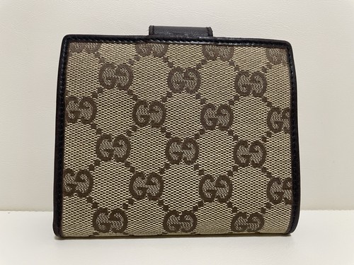 GUCCI GG Canvas Wallet Purse Bifold Leather Beige Brown Authentic 0105 - Picture 3 of 18