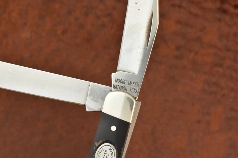 MOORE MAKER MATADOR TEXAS MADE IN USA SMOOTH BUFFALO HORN TRAPPER KNIFE (28103) - Image 2 of 4