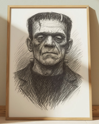 FRANKENSTEIN'S MONSTER DRAWING PRINT SKETCH 8'' x 10'' HORROR PRINT WALL ART