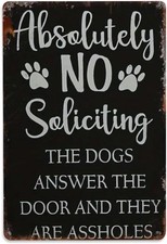 Dog No Soliciting Tin Metal Signs Home D cor 8x12 Vintage Metal Poster Indoor/Ou