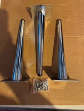 3pcs 10 Inch Furniture Legs, Oblique Conical Metal Legs Chrome Mid-Century Style