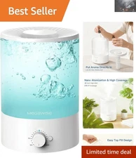 Ultrasonic 3.5L Humidifier with Top-Fill Design & Auto Shut-Off for Kids' Rooms
