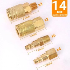14PCS 1/4 NPT Air Compressor Fittings Brass Coupler Plug Quick Connect Kit