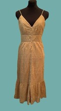 Lulus Cotton Lace Mustard Yellow Halter Dress Sz S
