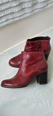 Tamaris Stiefeletten , Echtleder , bordeaux -rot , 1 x getragen, Gr. 39