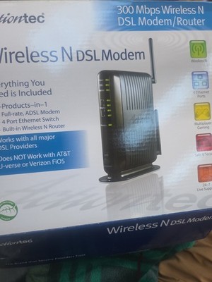 Actiontec GT784WN-01 Wireless N DSL Modem Router 300 Mbps WiFi Untested
