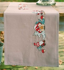 Vervaco Tischläufer Kreuzstich Stickpackung "Wichtel", Stickbild vorgezeichnet,