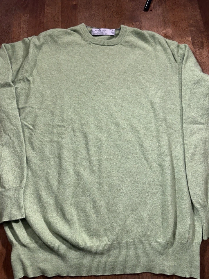 Alan Paine Women’s Sweater XL 100% Wool Light Green – Classic Knit Pullover - Image 4 of 4
