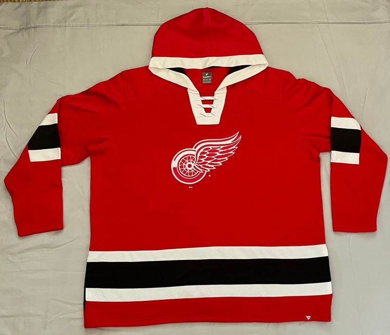 NHL Hockey Detroit Red Wings Home Red Fleece Lined Jersey Hoodie 2XL NWOT